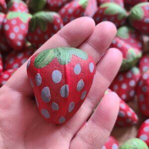 10 Pack Assorted Strawberry Painted Rocks Variety PACK OF 10 ROCKS (10 Count)